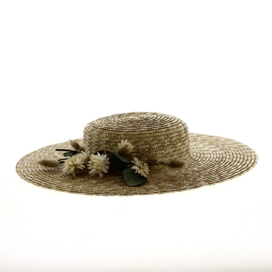 Large French Boater Natural Straw - Traclet