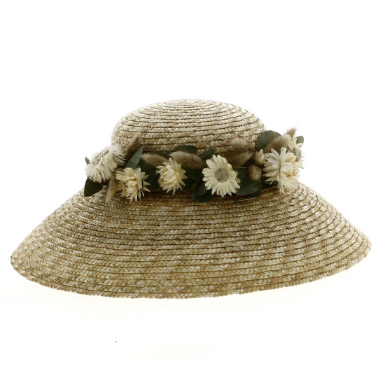 French Natural Straw Lampshade Hat - Traclet French Natural Straw Lampshade Hat - Traclet