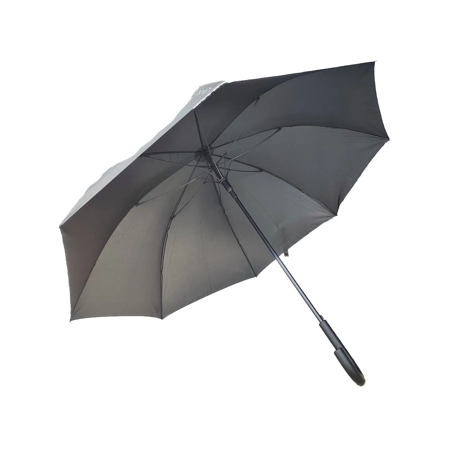 Parapluie Canne Long Semi Automatique rose a motifs léopard orange et jaune avec une manche rose claire - Esprit Référence : 199
