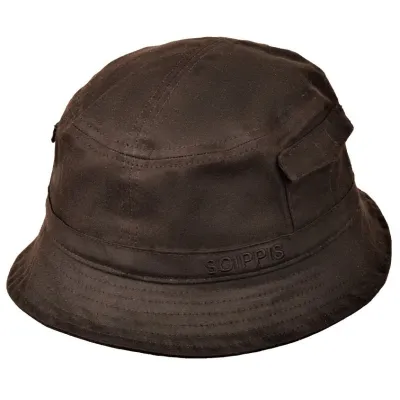 Brown Riverman Waxed Cotton Bucket Hat - Scippis Reference: 18112 | Traclet Hat Shop