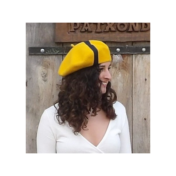 Béret Classique Rubans Jaune Moutarde - Le Béret Français Béret Classique Rubans Jaune Moutarde - Le Béret Français