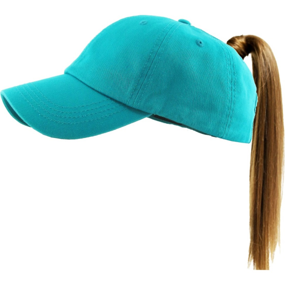 Women's Baseball Cap Ponytail Turquoise - Traclet