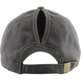 Women's Grey Baseball Cap with Ponytail Opening - Traclet