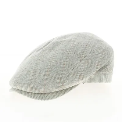 Gray Herringbone Pepo Linen Flat Cap - Flechet