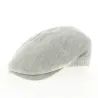 Gray Herringbone Pepo Linen Flat Cap - Flechet