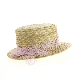 French Lace Boater Natural Straw - Traclet