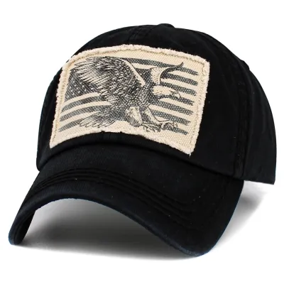 Casquette Baseball Aigle Flag Vintage Noire - Kbthos réf 20026 chapellerie Traclet