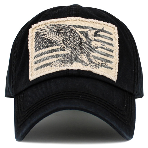 Black Vintage Eagle Flag Baseball Cap - Kbthos