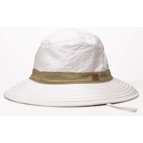 Natural Bob Hat Audenge Beige & White - Soway Natural Bob Hat Audenge Beige & White - Soway
