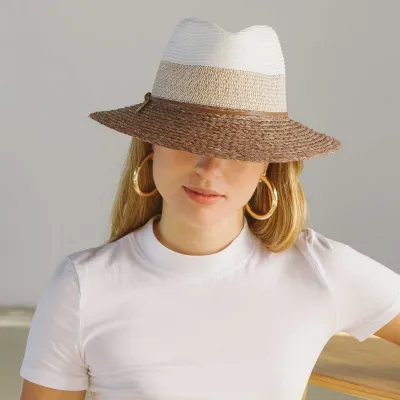 Chapeau Fedora Tina Paille Raphia mushroom UPF50+ - House of Ord