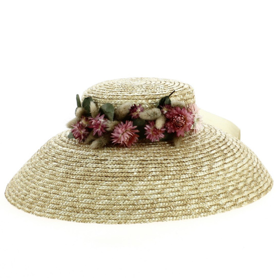 French Pink Natural Straw Lampshade Hat - Traclet French Pink Natural Straw Lampshade Hat - Traclet