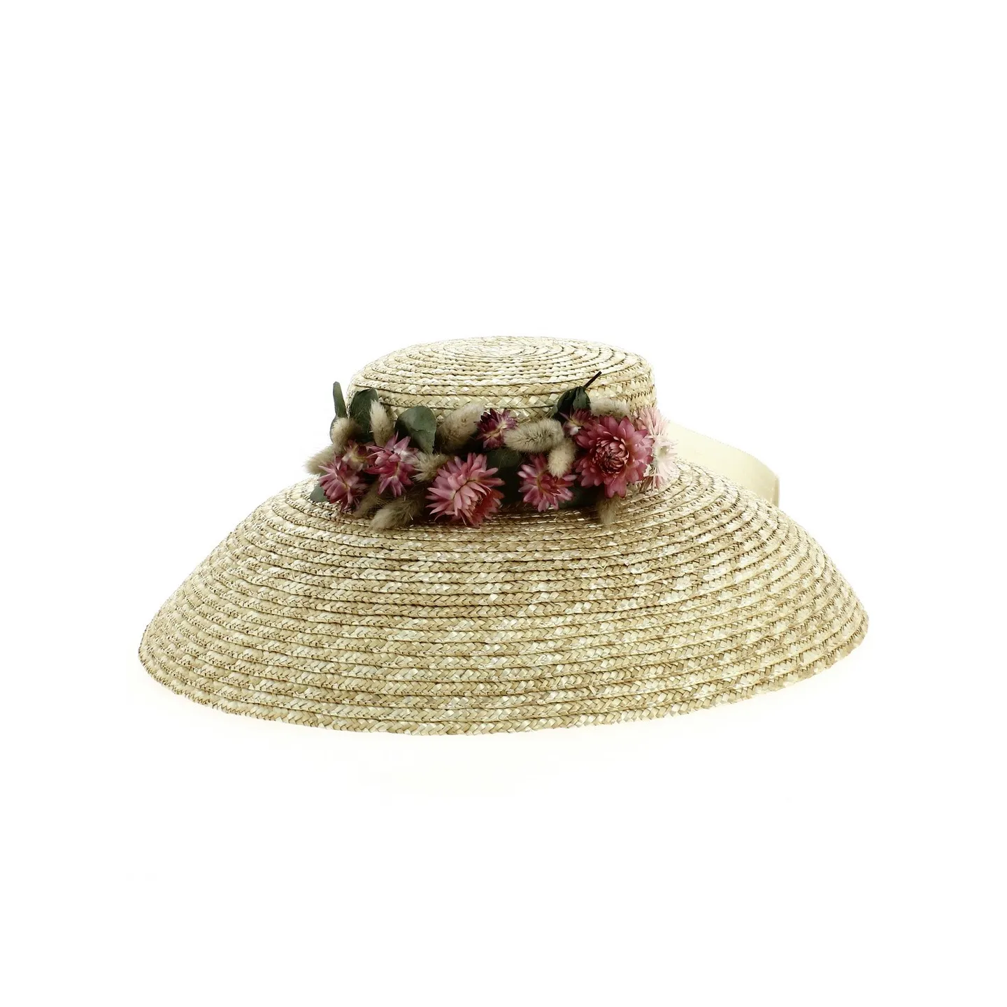 Chapeau abat jour Rose Français Paille Naturelle - Traclet