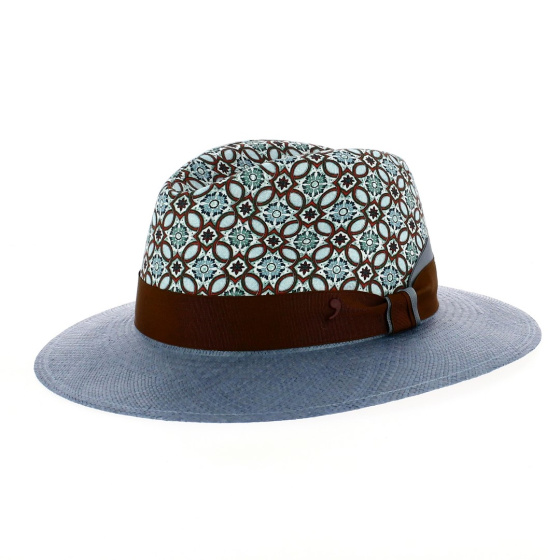 Chapeau Traveller Pierrot Panama bleu - Alfonso d'Este- Alfonso d'Este ...