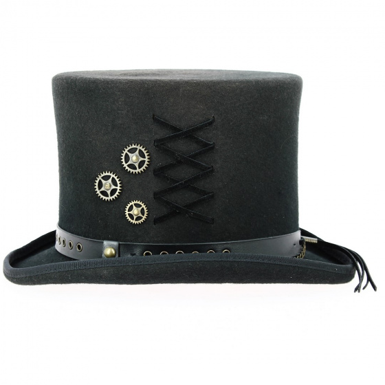 Blue denim and fancy fabric Top Hat - Alfonso d'este