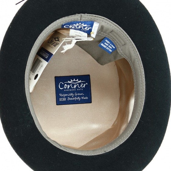 Chapeau Haut de forme bleu jean et tissu fantaisie - Alfonso d'este Chapeau Haut de forme bleu jean et tissu fantaisie - Alfonso d'este
