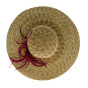 Fuchsia Feather Straw Wide-Brimmed Hat - TRACLET Creation