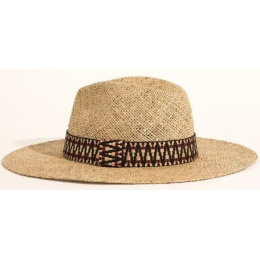 Wide Brim Straw Traveller Hat with Ribbon - Traclet