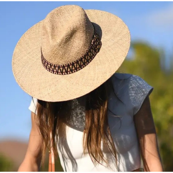 Wide Brim Straw Traveller Hat with Ribbon - Traclet Wide Brim Straw Traveller Hat with Ribbon - Traclet