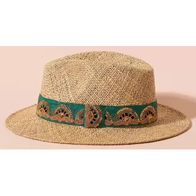 Chapeau Traveller Sol Verde Paille Naturelle - Traclet