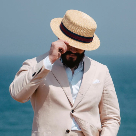 Natural Straw Dresden Boater Hat