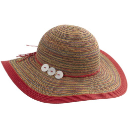 Red Cotton Amalia Wide-Brimmed Hat - Traclet