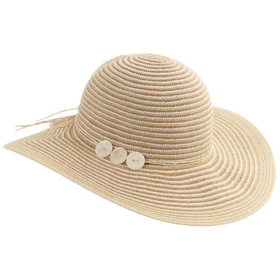 Amalia Cotton Wide-Brimmed Hat Beige - Traclet