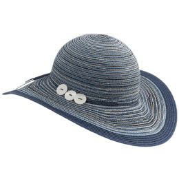 Navy Cotton Amalia Wide-Brim Hat - Traclet