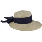 Andrea Straw Navy Ribbon Visor Cap - Traclet