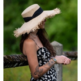Alessia Beach Raffia Wide-Brimmed Hat - Traclet