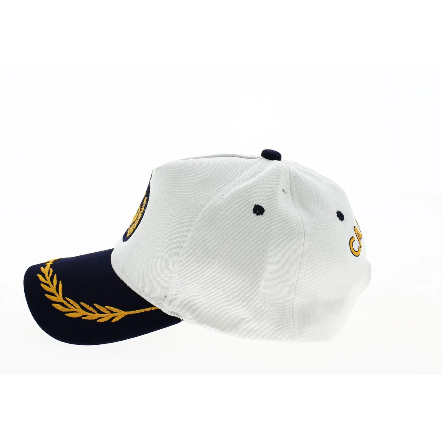 Personalized White Cotton Captain Baseball Cap - Traclet Reference: 20128| Traclet Hat Shop