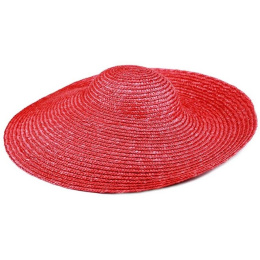 Daniela Natural Straw Wide Brim Hat Red - Traclet