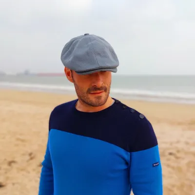 Navy Eight Panel Cotton Cap - Le Chapoté Paris Reference: 12537 | Chapellerie Traclet