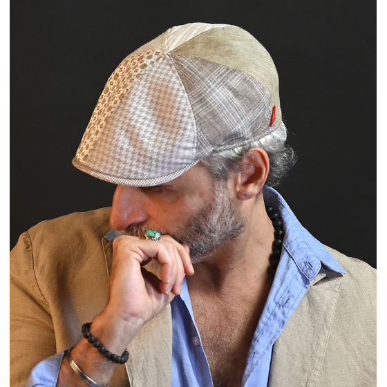 Curved Cap Nazzaro Patchwork Linen & Cotton - Marone