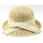 Olga Straw Cloche Hat with Beige Ribbon - Marone