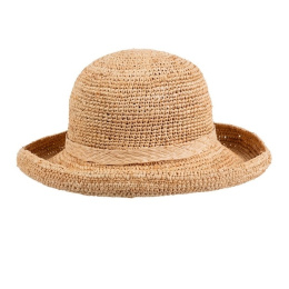 Beige Camelia Raffia Breton Hat - Traclet