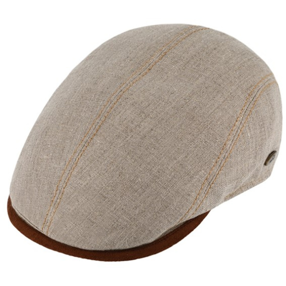 Giovanni Cambered Cap in Beige Linen - Traclet