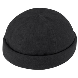 Black Linen Cooper Docker Cap - Traclet