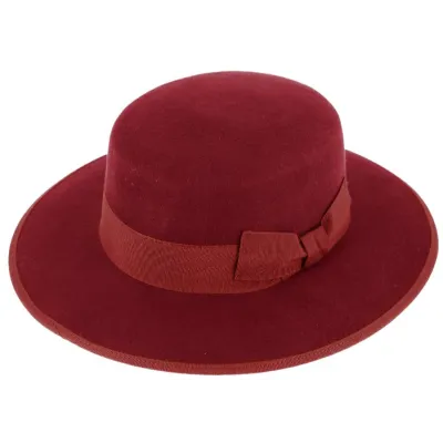 Canotier Lucilla Feutre Laine Bordeaux - Traclet
