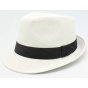 White Paper Straw Trilby Hat Groove - Traclet