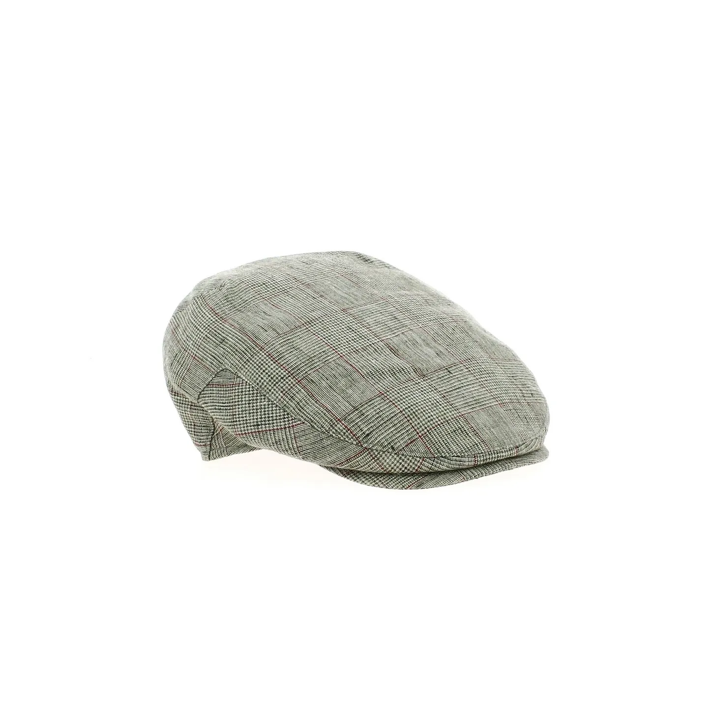 Green Checkered Justin Linen Flat Cap - Traclet - ref 20299