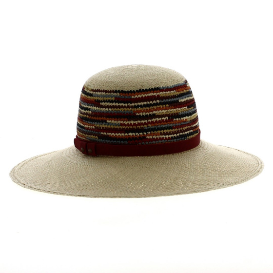 Multicolored panama wide-brimmed hat