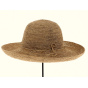 Dayana Dark Raffia Straw Wide-Brim Hat - Traclet