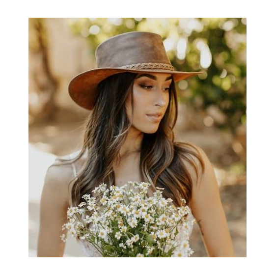 Chapeau Traveller Crusher Bomber Cuir Marron - American Hat Makers