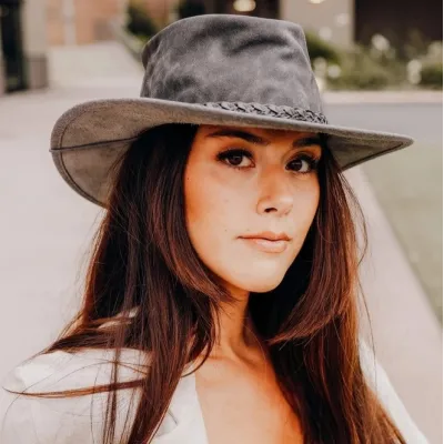 Grey Leather Traveller Crusher Bomber Hat - American Hat Makers Reference: 20323| Chapellerie Traclet