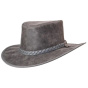 Grey Leather Traveller Crusher Bomber Hat - American Hat Makers