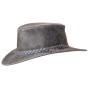 Traveller Crusher Bomber Grey Leather Hat - American Hat Makers