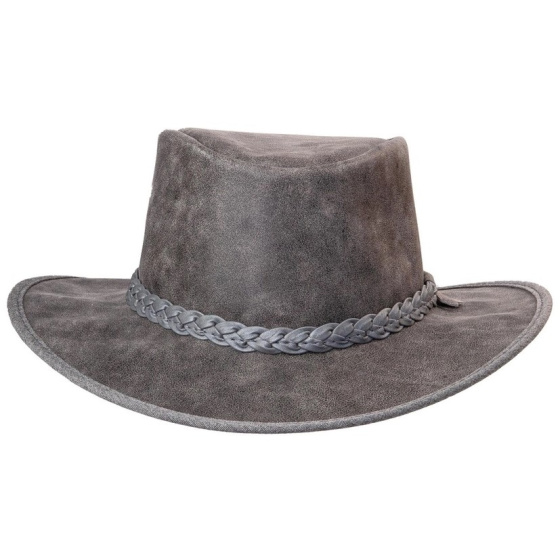 Chapeau Traveller Crusher Bomber Cuir Gris - American Hat Makers