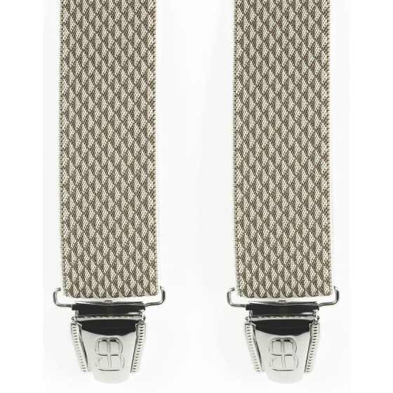 Biclip® Diamond Pattern Fancy Harness Suspenders Beige - Biclip