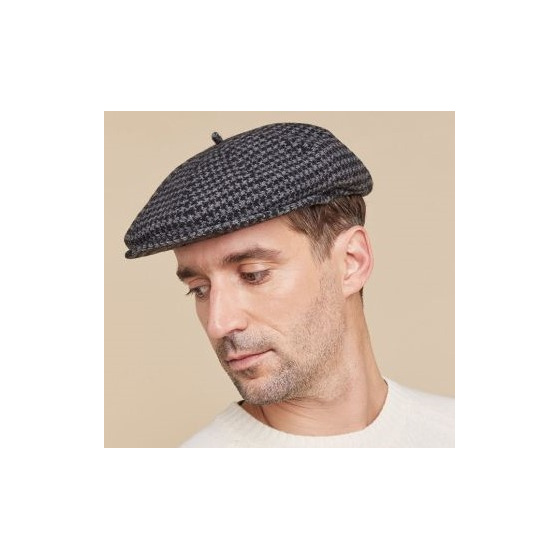 Gray & Black Wool Nay Beret Cap - Laulhère