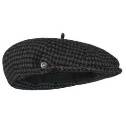 Gray & Black Wool Nay Beret Cap - Laulhère